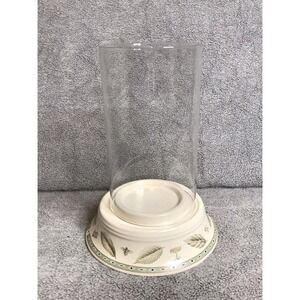 Pfaltzgraff Naturewood Hurricane Lamp Candle Centerpiece with Glass Shade Box